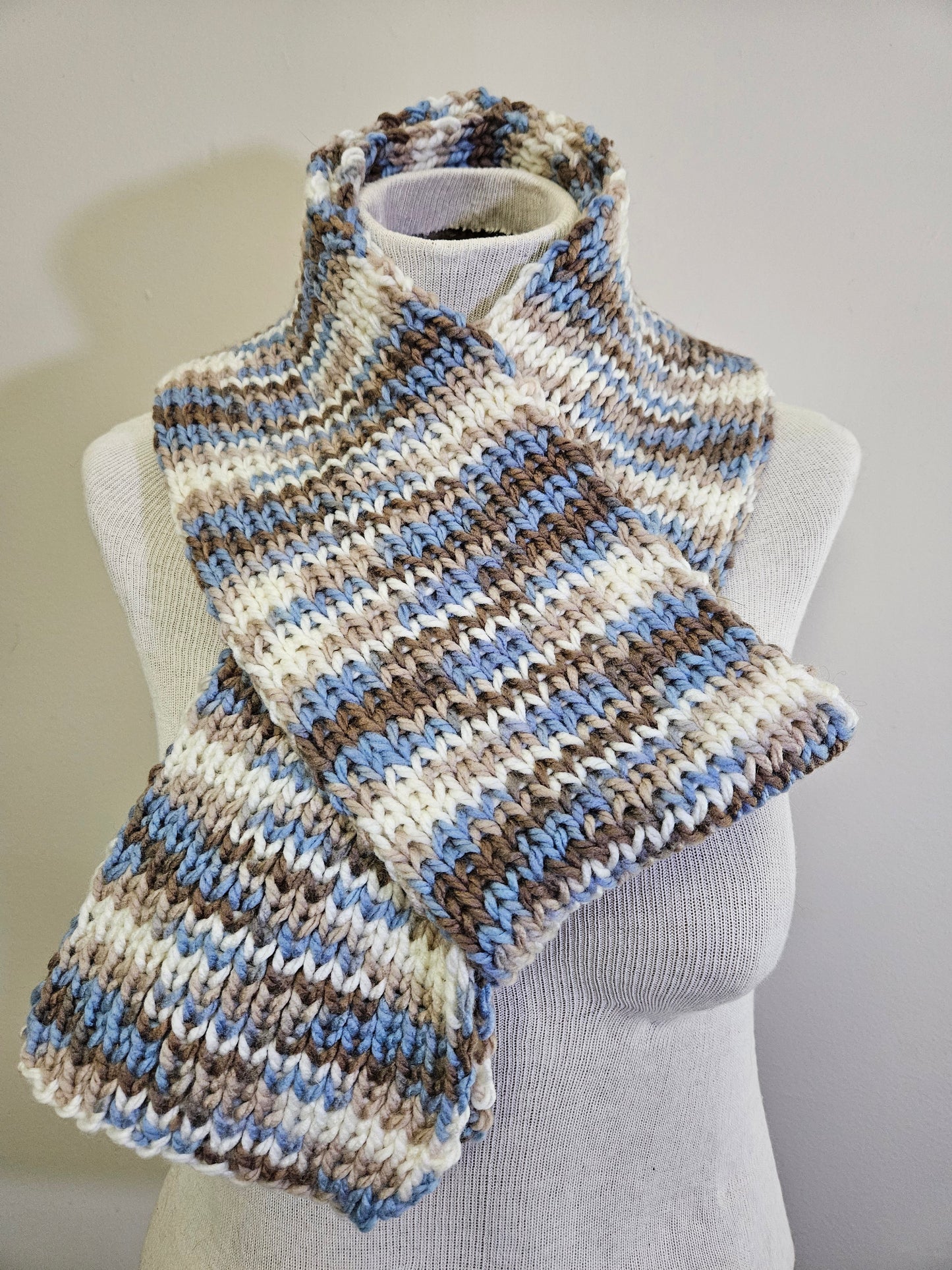 Blue, White, & Brown Premium Scarf