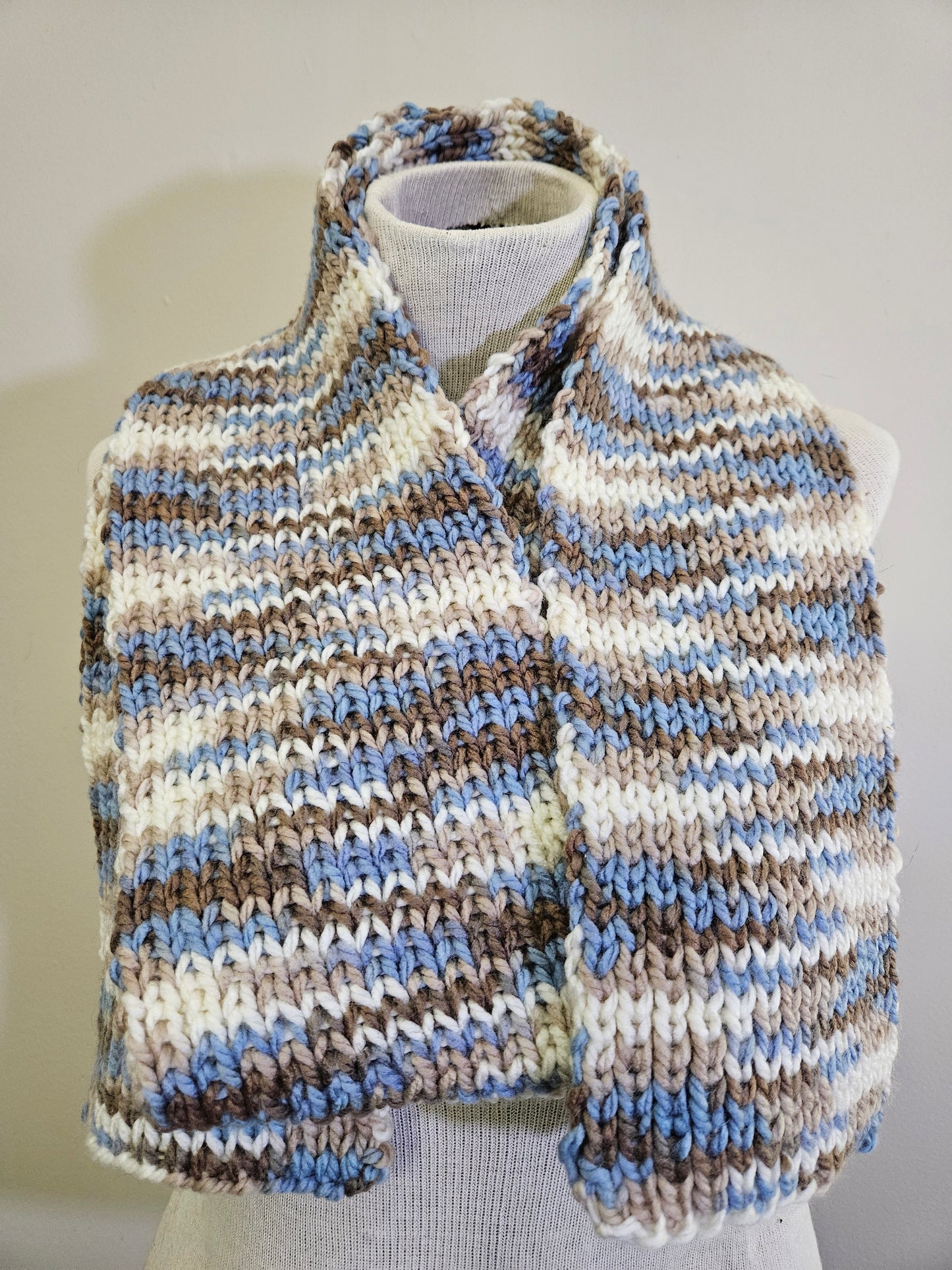 Blue, White, & Brown Premium Scarf